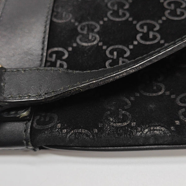Monogram Suede Shoulder Bag Black