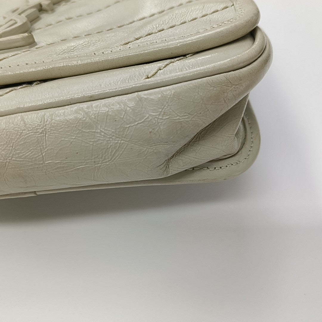 NIKI Mini Chevron Calfskin White