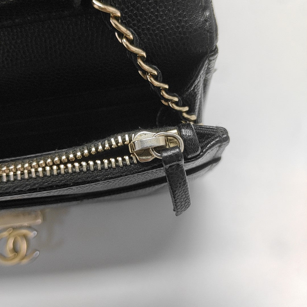 DOUBLE CC WOC Quilted Grained Calfskin Black