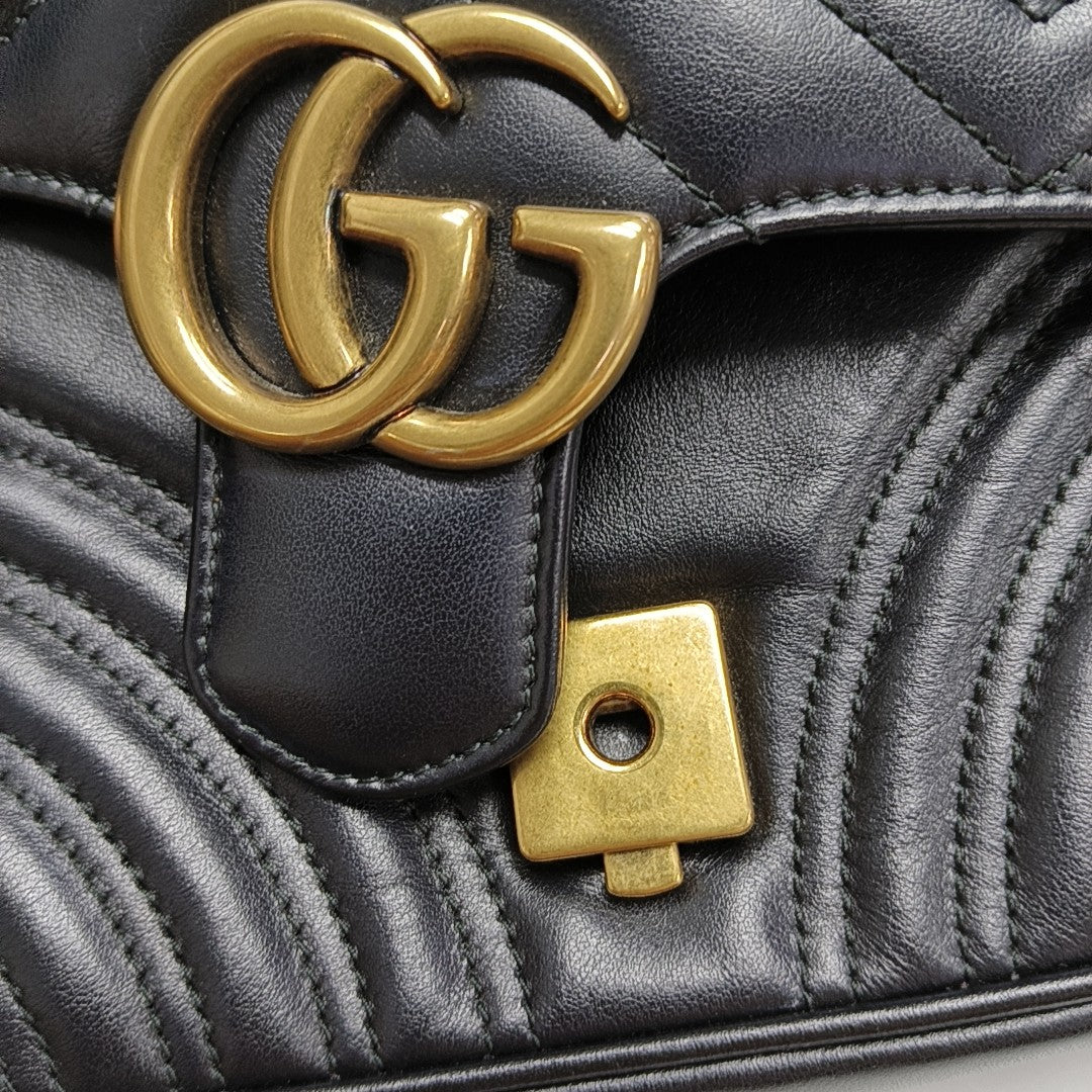 GG Marmont Small Quilted Calfskin Black