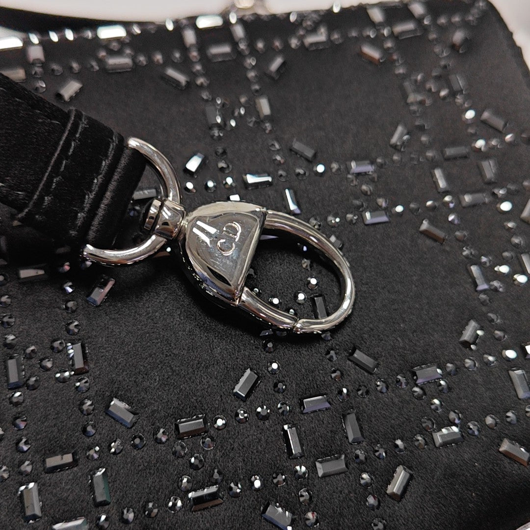Lady Dior Mini Cannage Silk Satin Black