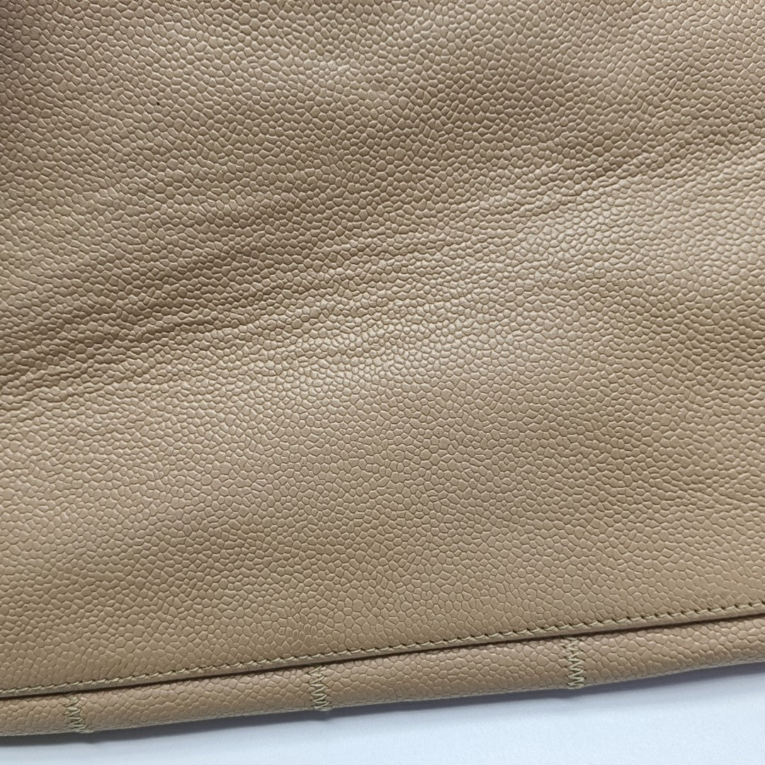 SQUARE STITCH Quilted Grained Calfskin Beige