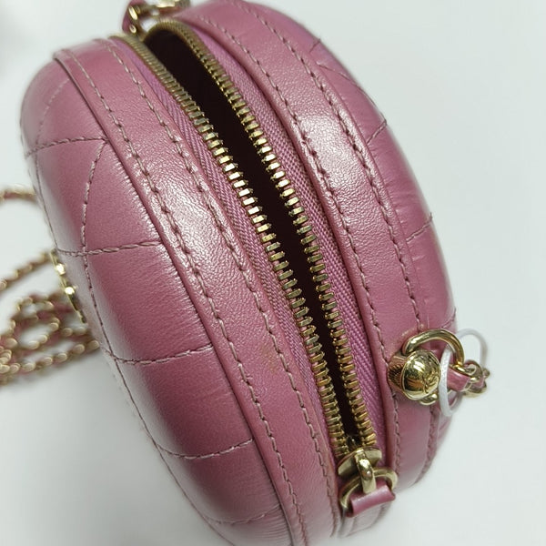 ROUND Quilted Lambskin Pink