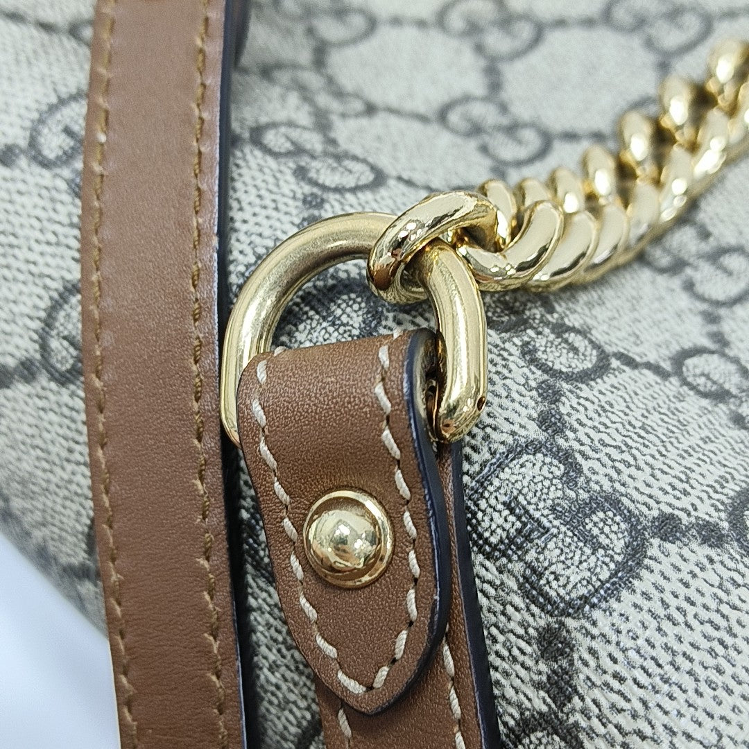 Padlock Small Monogram Coated Canvas Beige