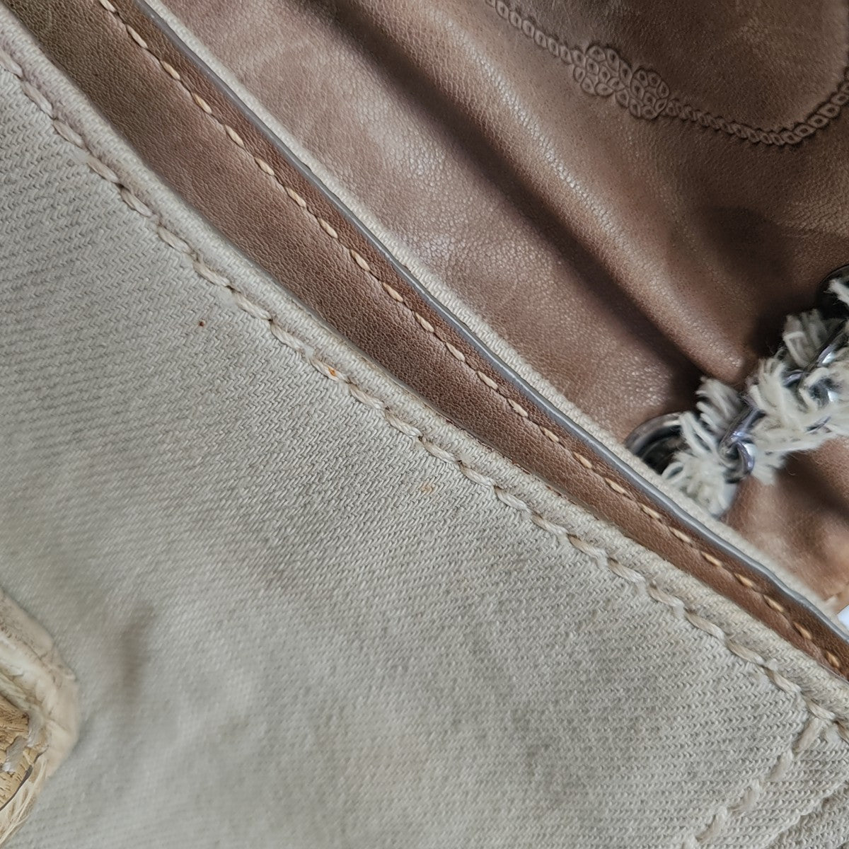 Denim Shoulder Bag Beige