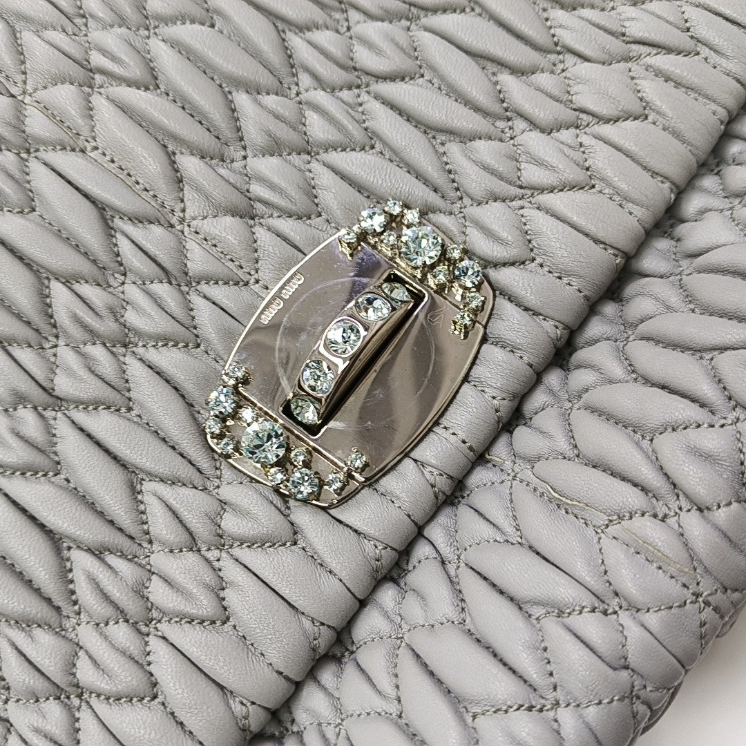Crystal Quilted Lambskin Gray