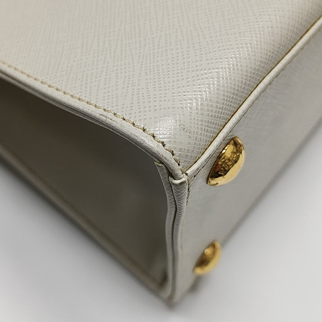 Saffiano Calfskin Top Handle Bag White