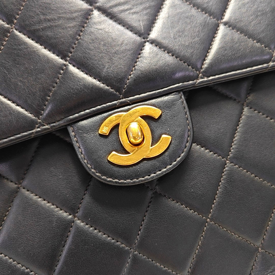 Large Quilted Lambskin Black