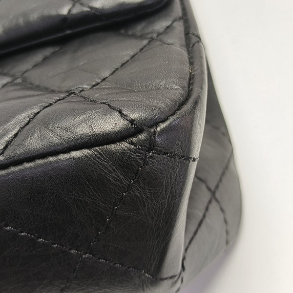 2.55 Maxi Quilted Waxed Cafskin Black