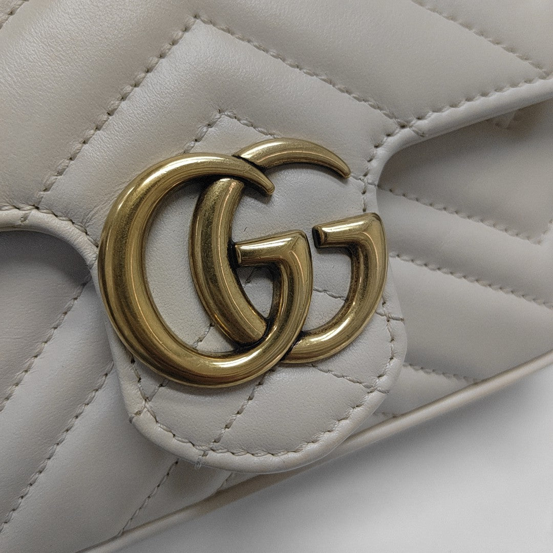 GG Marmont Mini Quilted Calfskin White