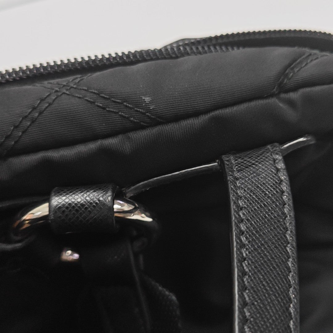 Quilted Nylon Backpack Black