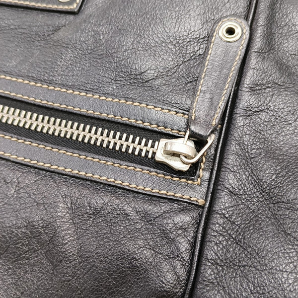 Monogram Calfskin Tote Bag Black