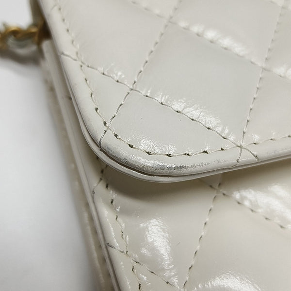 Quilted Calfskin Shoulder Bag White