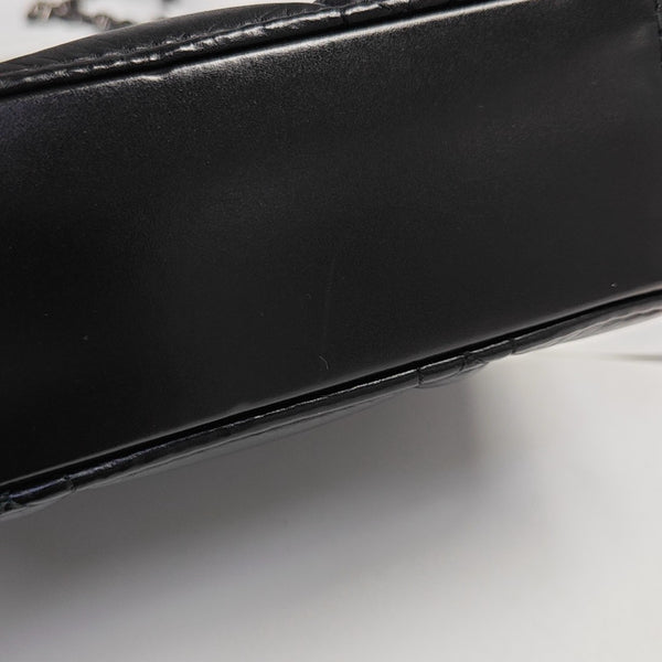 Cannage Calfskin Shoulder Bag Black