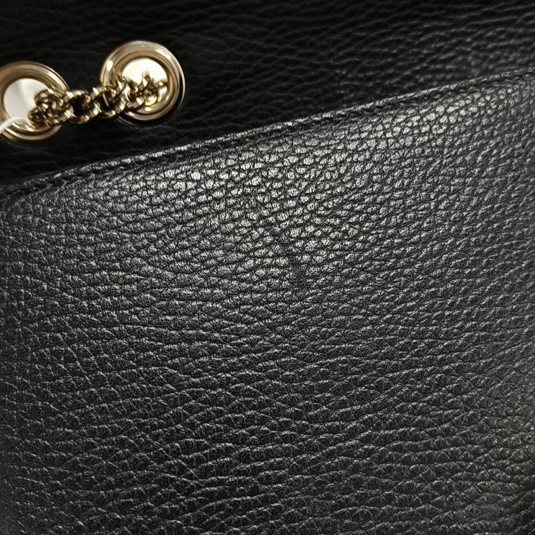 Interlocking G Large Calfskin Black