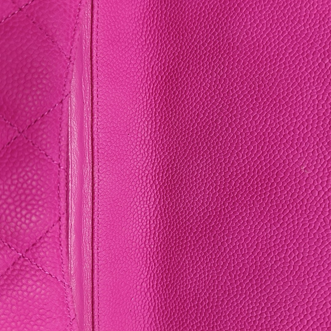Clásico Flap Piel de Becerro Granulada Acolchada Rosa
