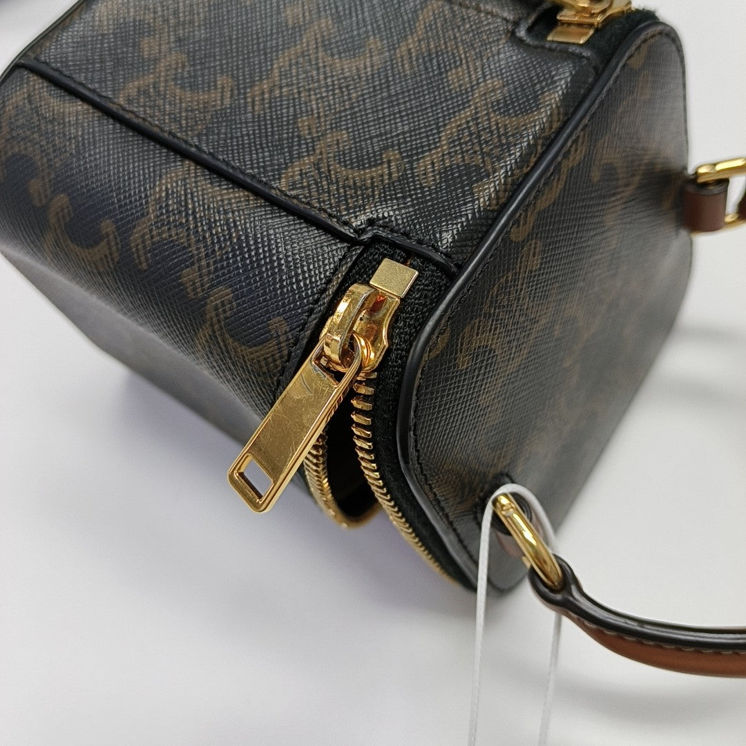 Coated Canvas Shoulder Bag Black