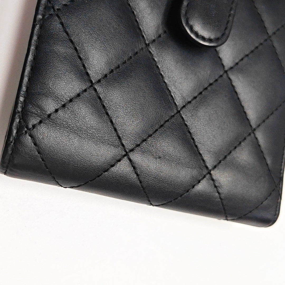 CAMBON Quilted Calfskin Black Wallet