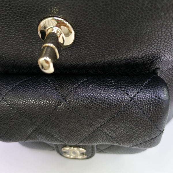 Quilted Grained Calfskin Backpack Small Black