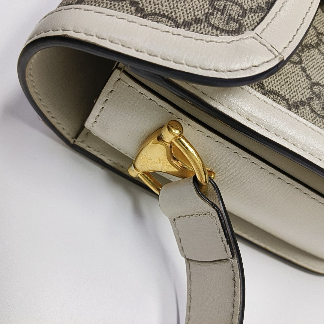 Horsebit 1955 Small Monogram Coated Canvas Beige