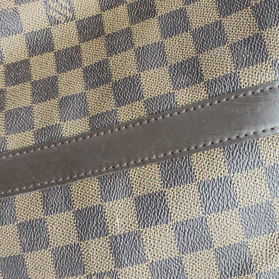 KEEPALL 55 Damier Ebene Coated Canvas Brown
