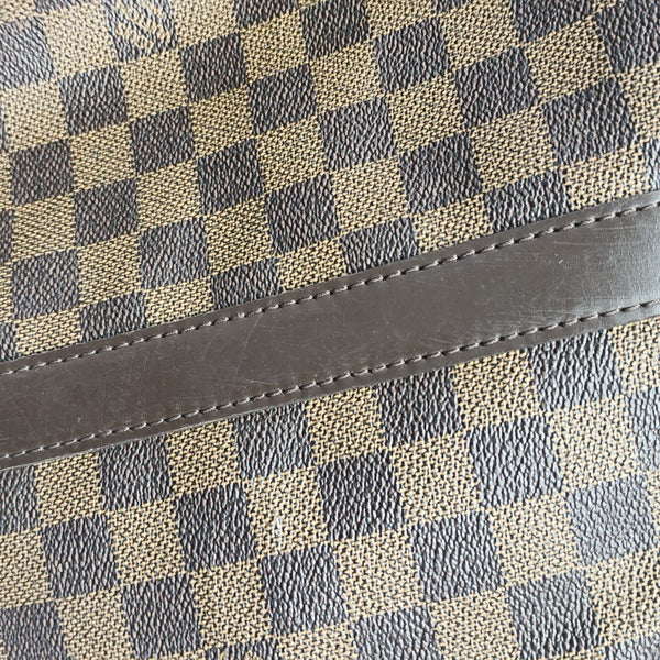 KEEPALL 55 Damier Ebene Coated Canvas Brown