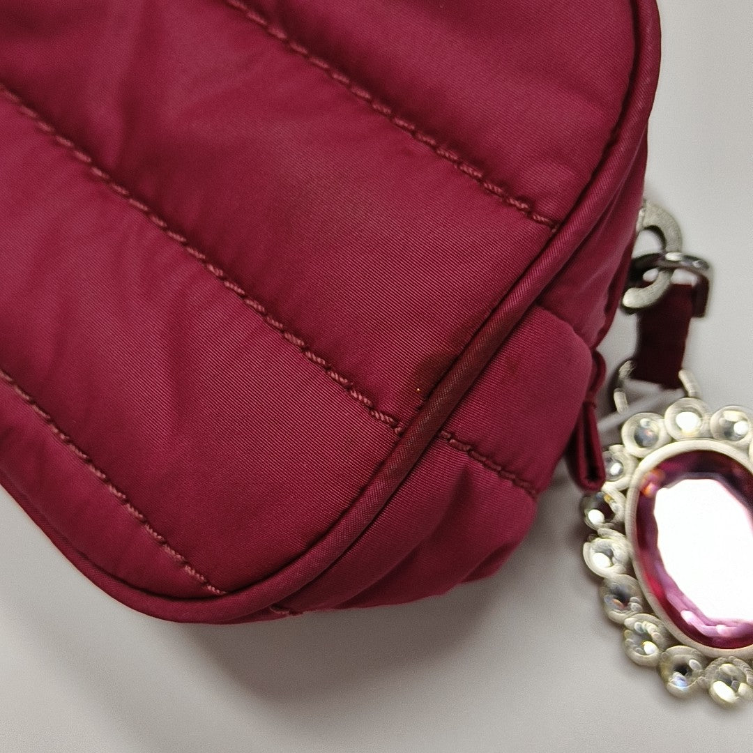 Quilted Fabric Clutch Red