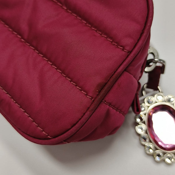 Quilted Fabric Clutch Red