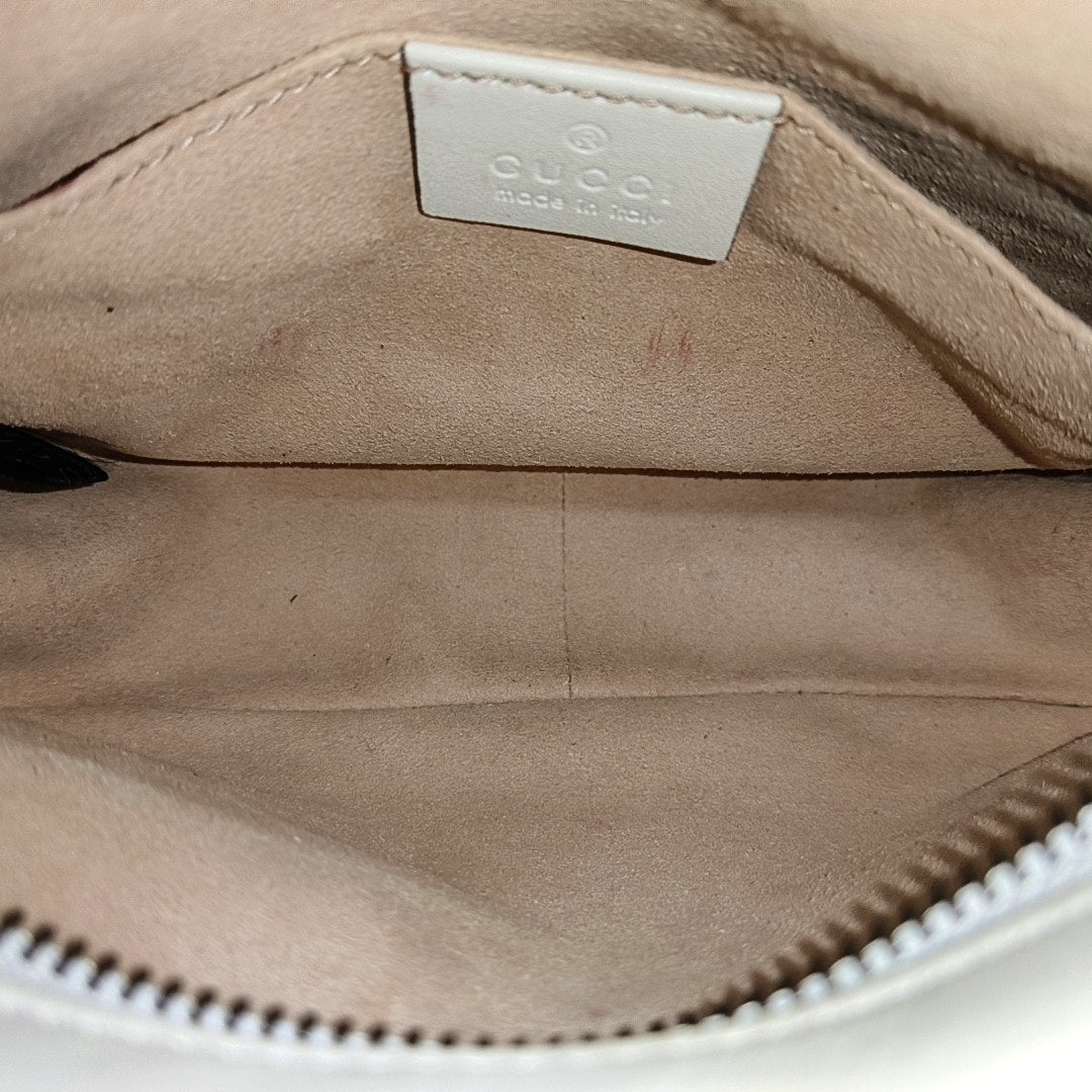 Authenticated pre-owned  GG Marmont Mini Quilted Calfskin White - Crossbody Bag at Looply