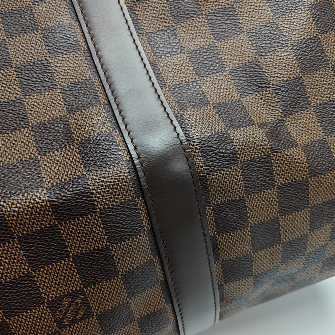 KEEPALL 45 Damier Ebene Coated Canvas Brown
