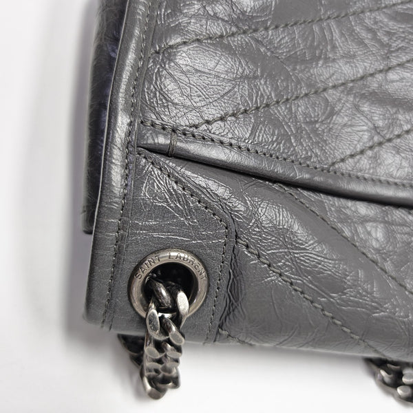 NIKI Medium Chevron Calfskin Gray