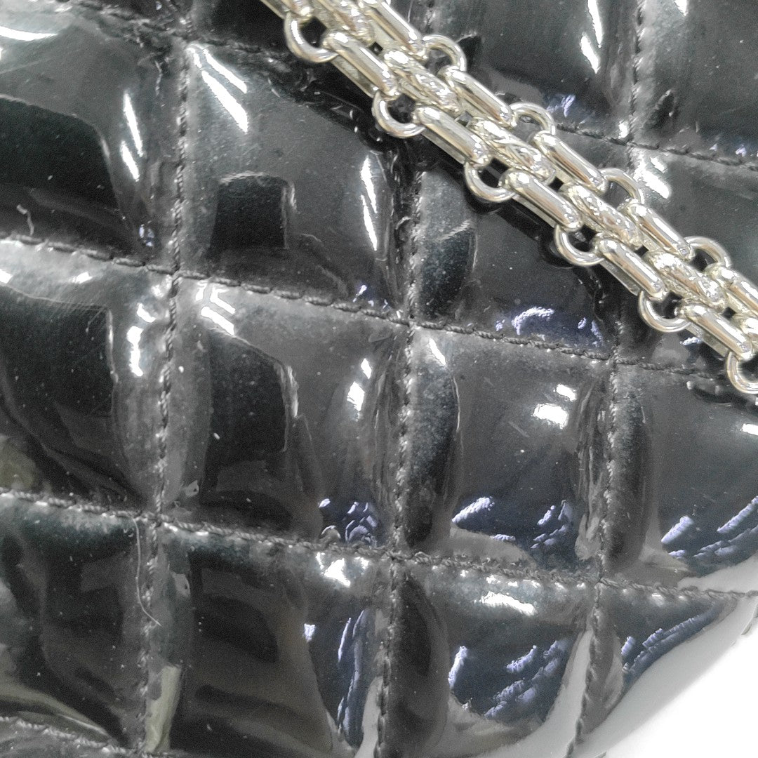 JUST MADEMOISELLE Large Quilted Patent Leather Black