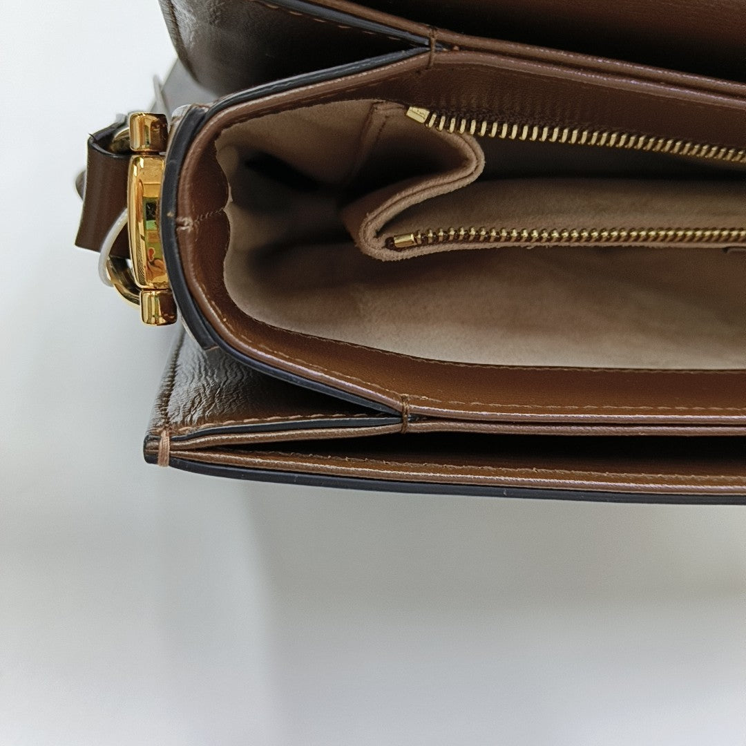 Horsebit 1955 Medium Monogram Coated Canvas Beige
