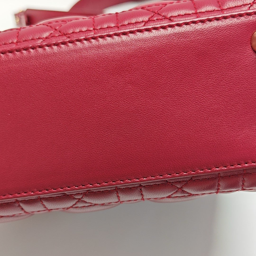 Lady Dior Small Cannage Lambskin Red