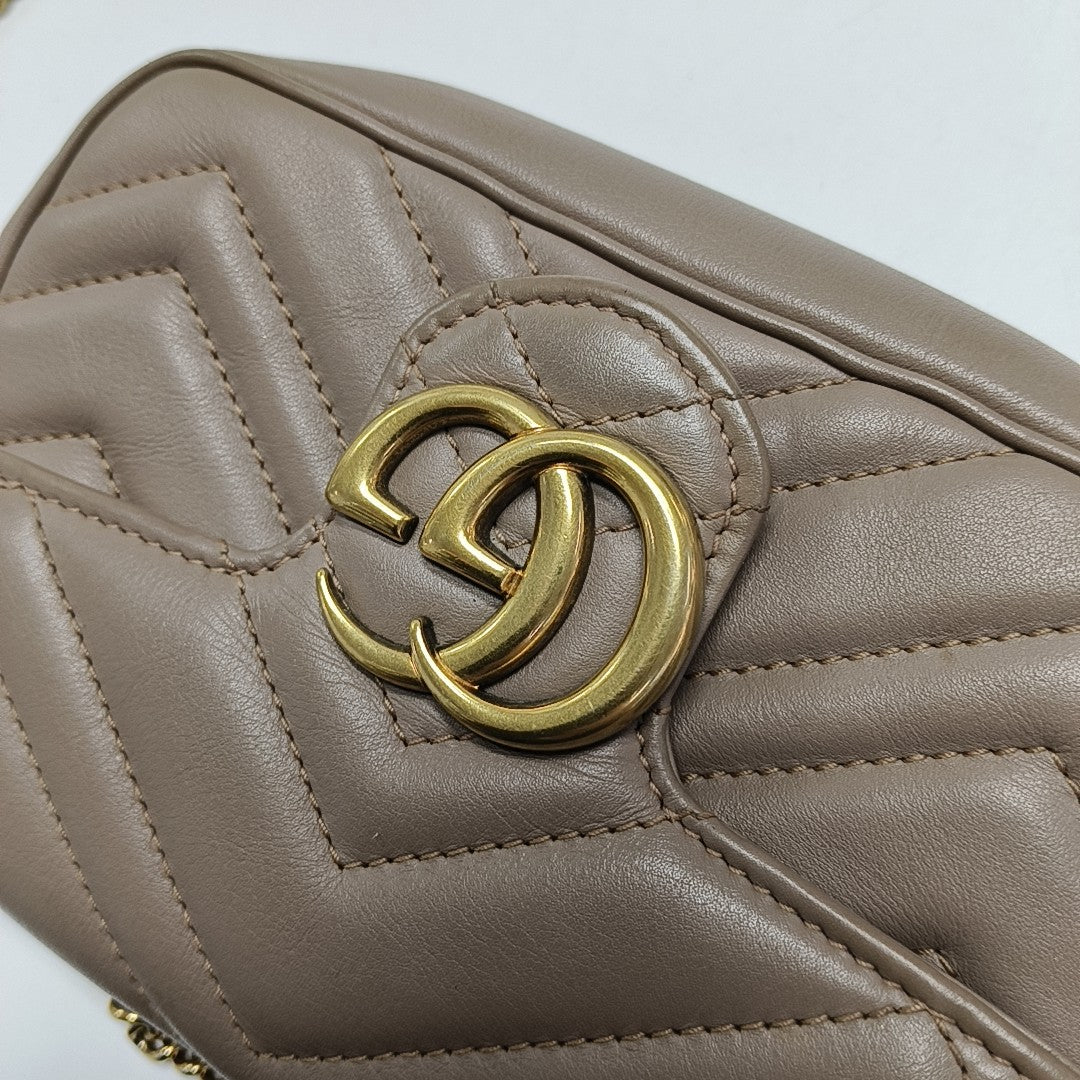 GG Marmont Mini Quilted Calfskin Beige
