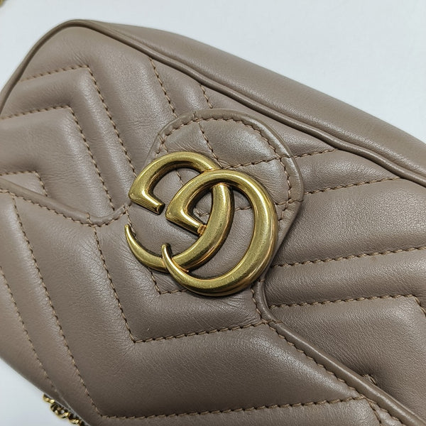 GG Marmont Mini Quilted Calfskin Beige