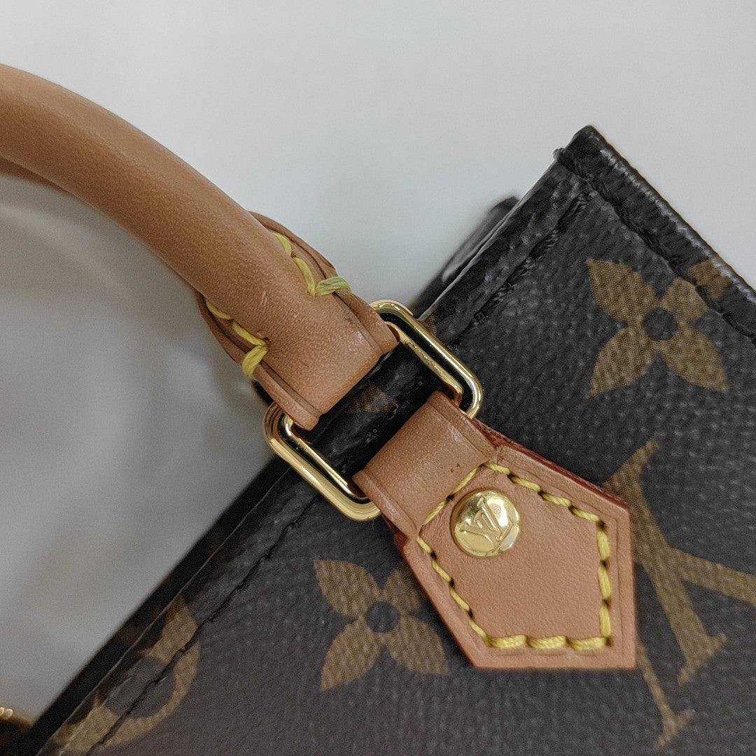 SAC PLAT Mini Monogram Coated Canvas Brown