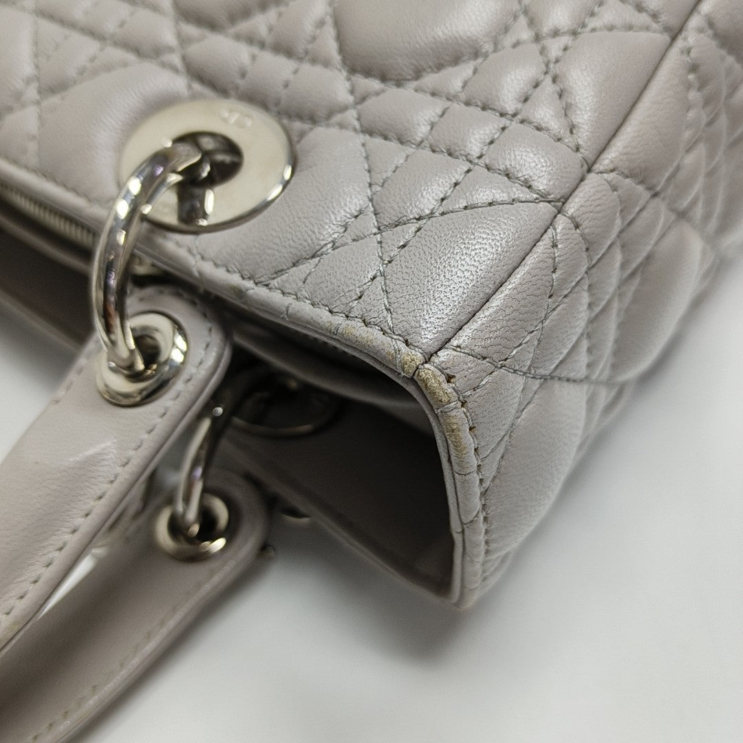 Lady Dior Medium Cannage Lambskin Gray