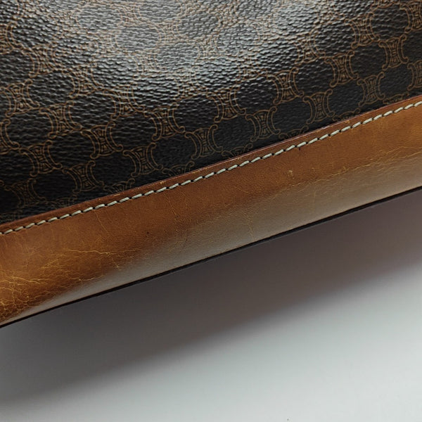 Coated Canvas Top Handle Bag Brown