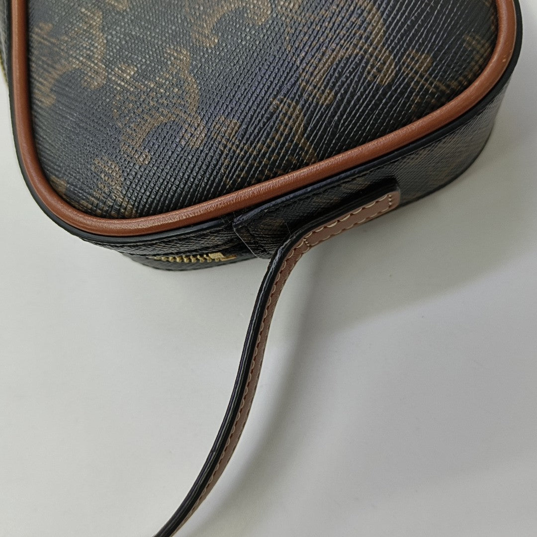 Coated Canvas Shoulder Bag Brown