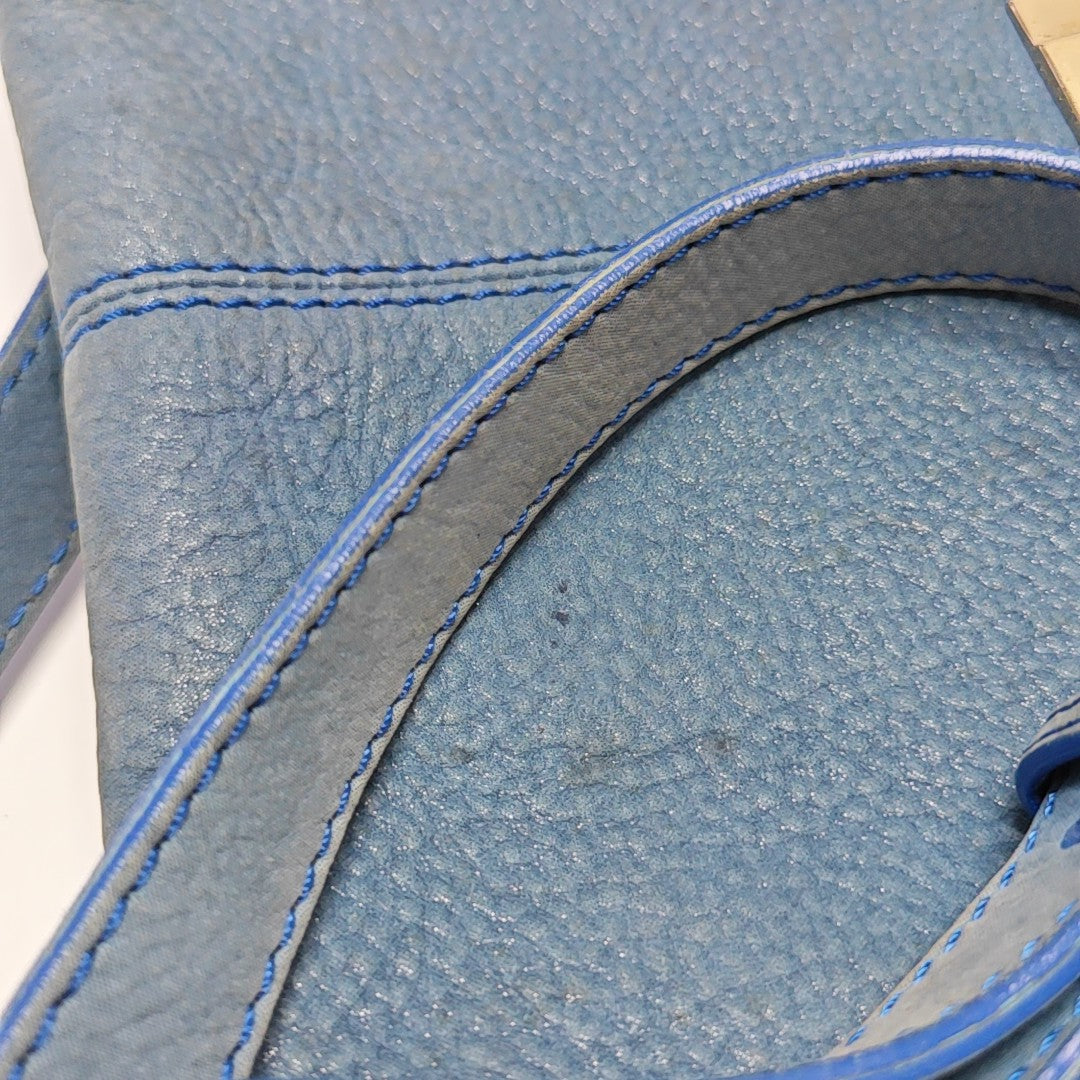 Leather Shoulder Bag Blue