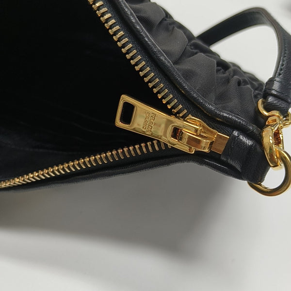 Quilted Nylon Top Handle Bag Black