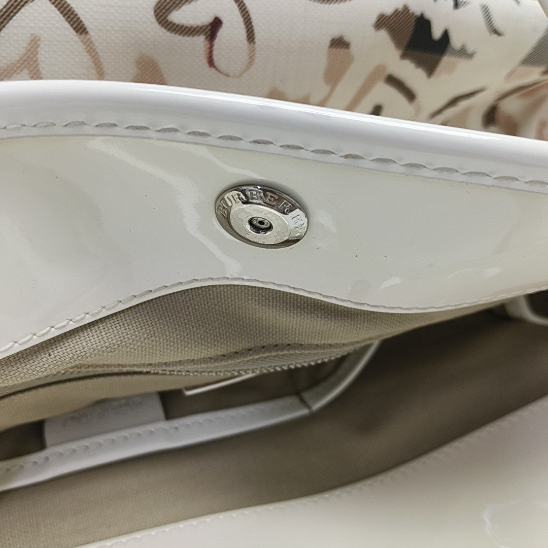 Coated Canvas Top Handle Bag White