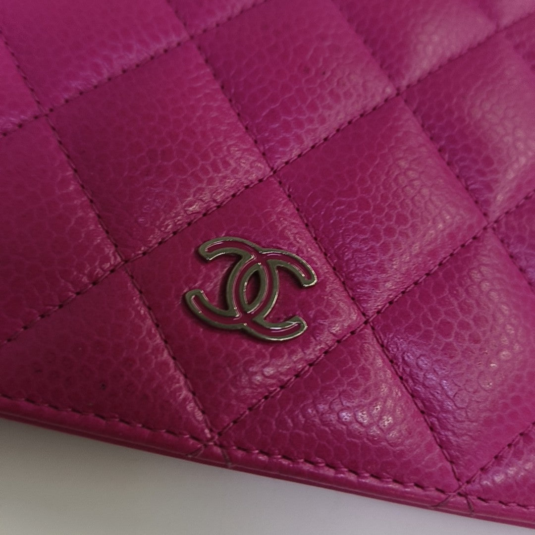 Quilted Grained Calfskin Wallet Pink