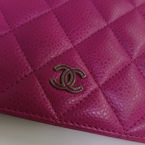 Quilted Grained Calfskin Wallet Pink