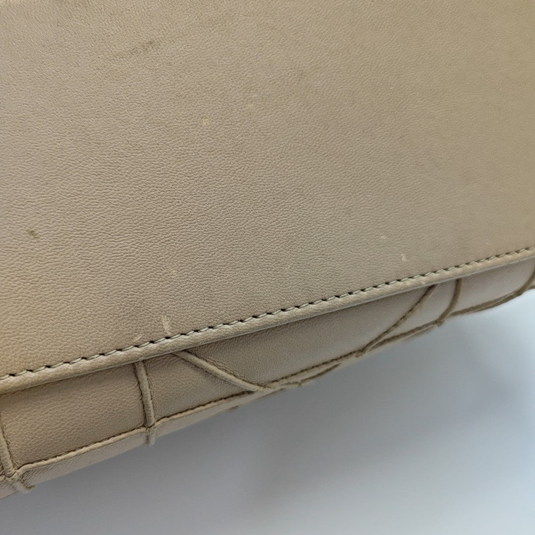Cannage Calfskin Top Handle Bag Beige