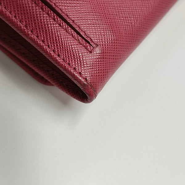 Fold Wallet Saffiano Calfskin Red Wallet