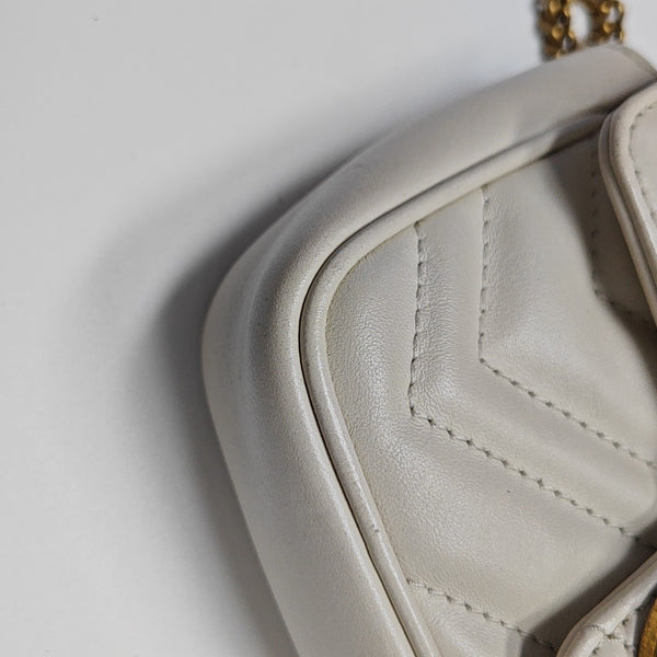GG Marmont Mini Quilted Calfskin White