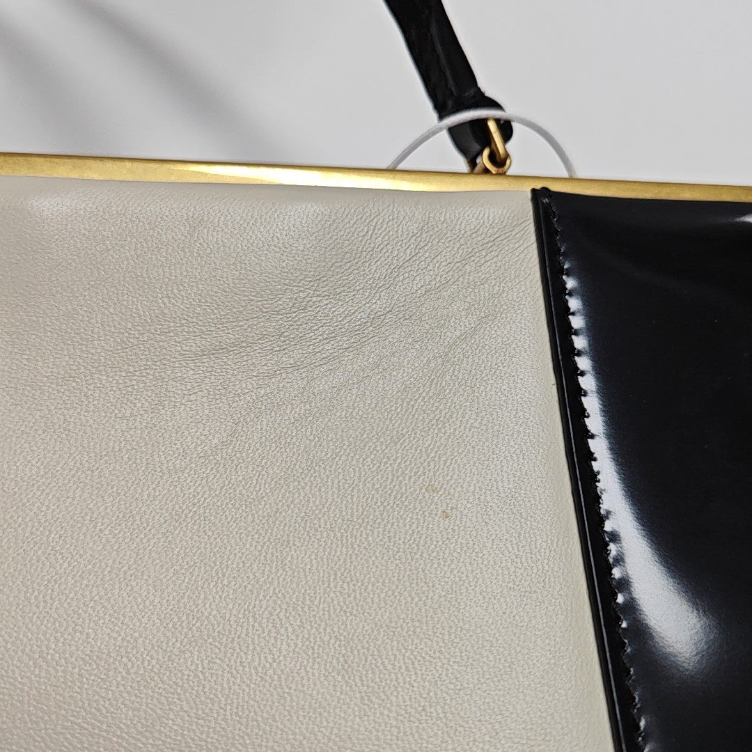 Patent Leather Top Handle Bag Black