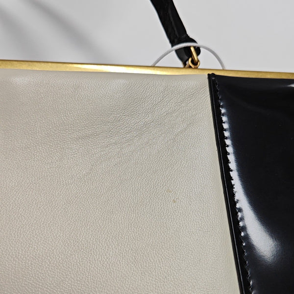 Patent Leather Top Handle Bag Black